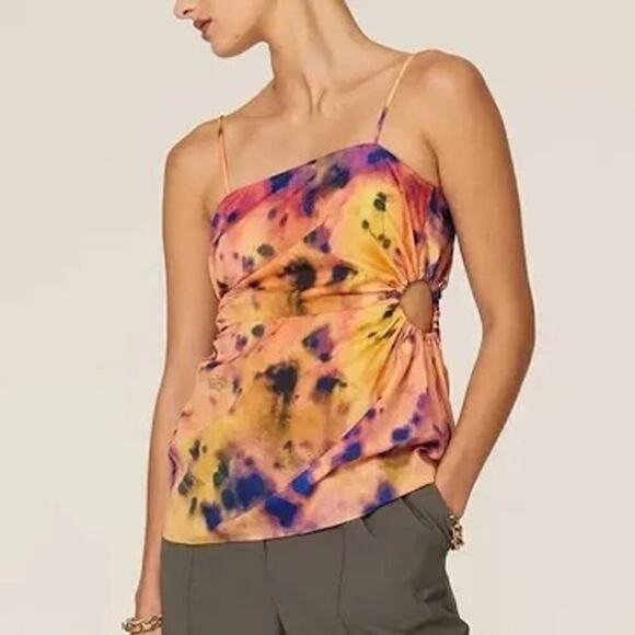 Rokh Multicolored Gathered Waist Tank Blouse Size 36 FR/US 6 - Picture 1 of 10